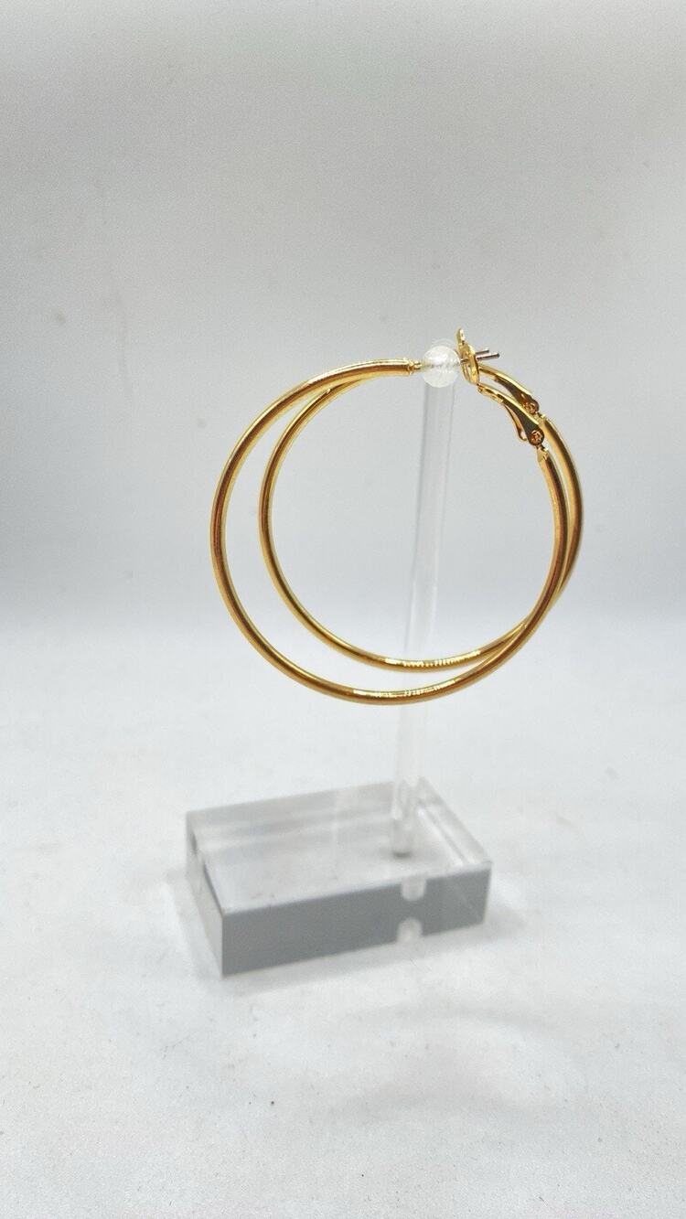 Large 1.88 Inch Polished Yellow Goldtone Fashion Hoop Pierced Earrings!